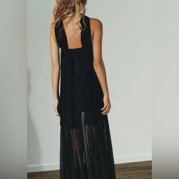 Zara COMBINED DRESS WITH TRANSPARENCIES medium REF. 2180/238 black - Picture 6 of 11